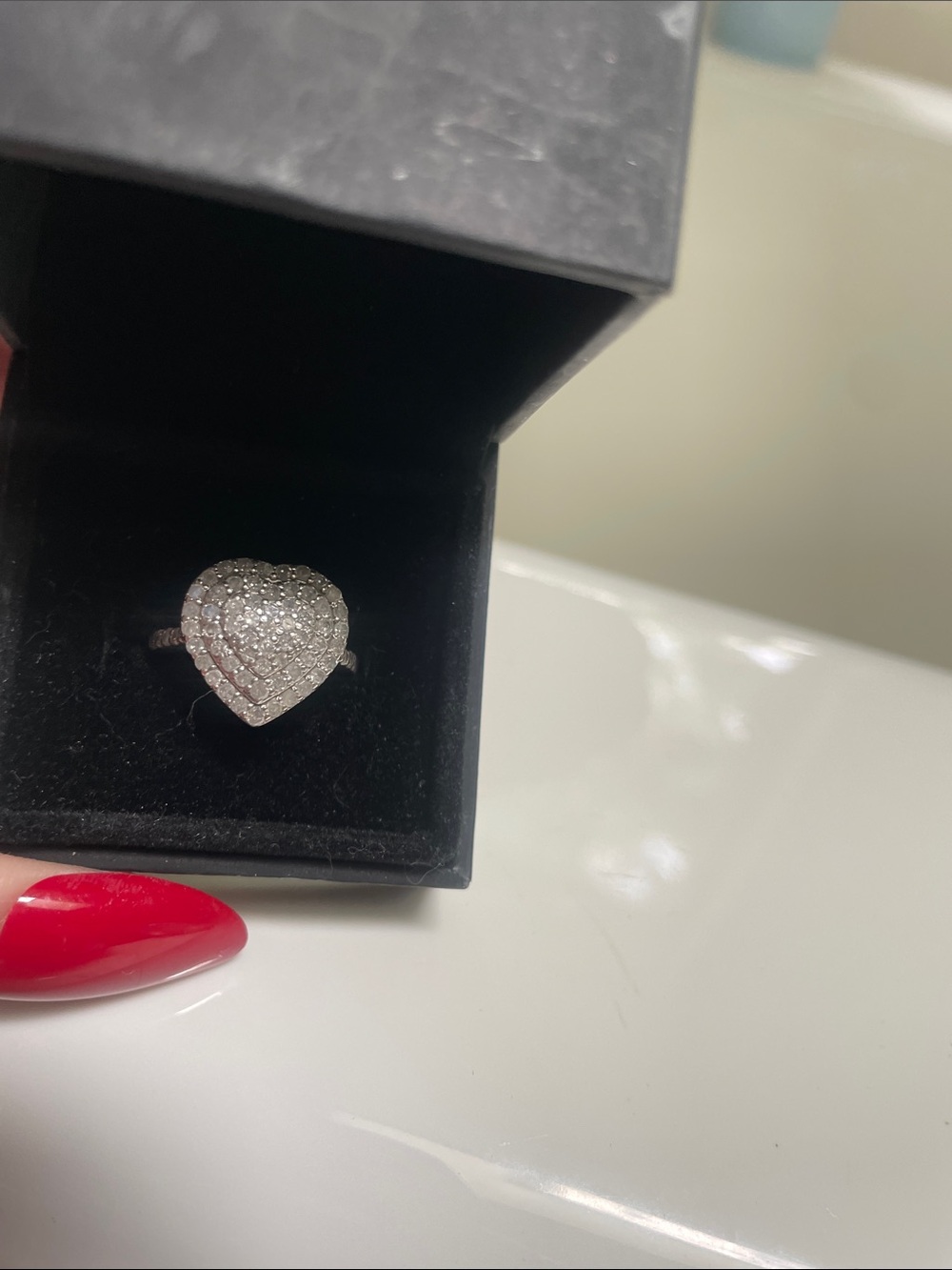 Heart diamond Ring in Silver